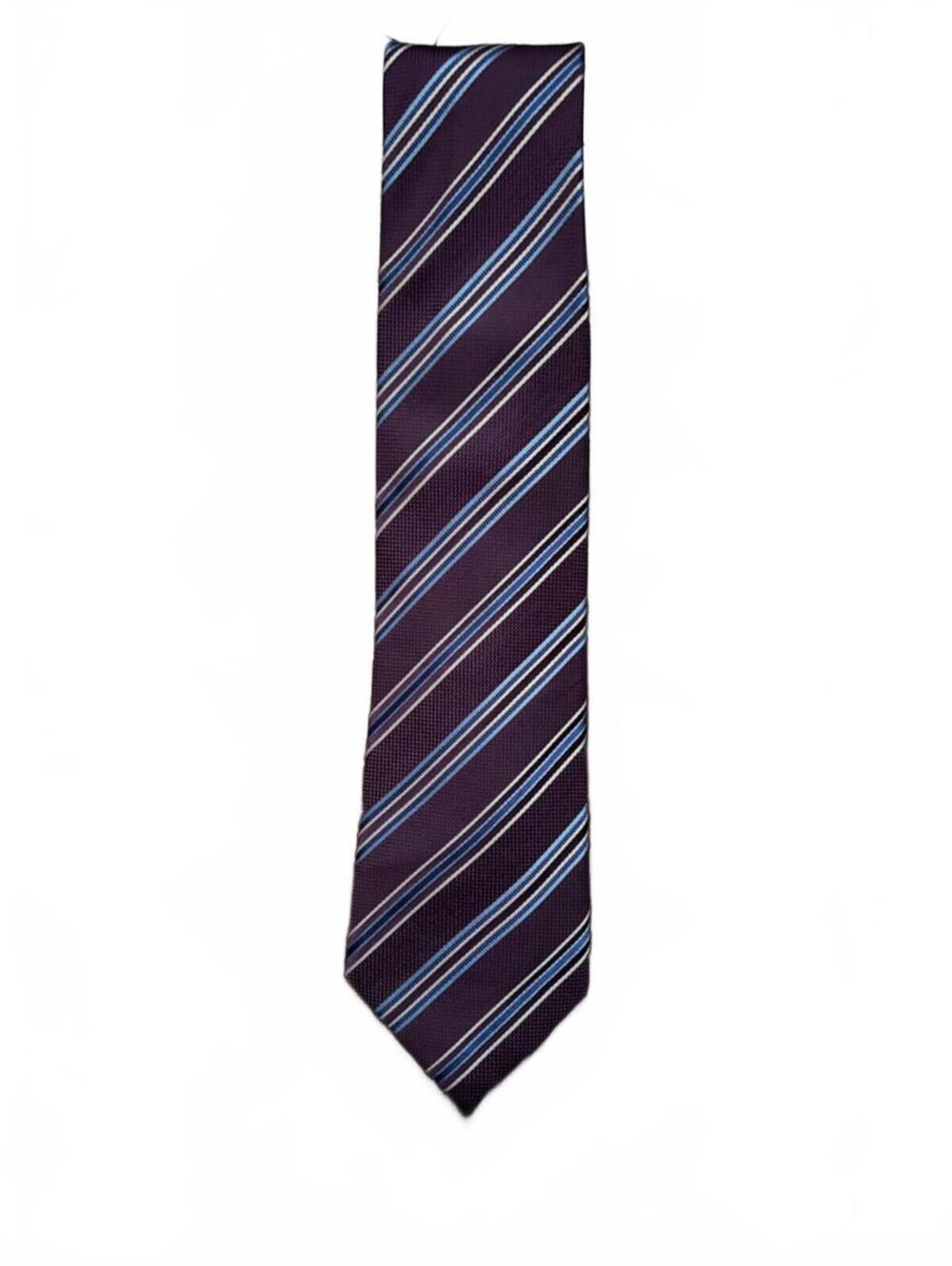 Tasso Elba Men’s Purple Striped Silk Tie Classic Business Formal Style
